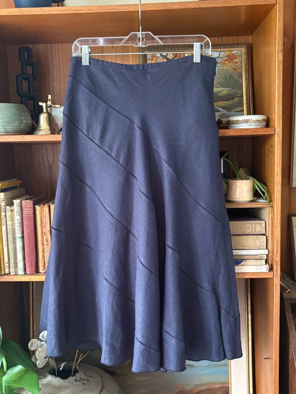 Minimalist Boho A Line 100% Linen Low Rise Skirt 4